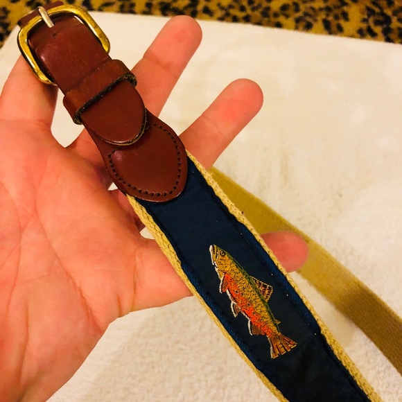 Leather Man Ltd Other - Leather Man Ltd Navy Rainbow Trout Canvas Belt 36